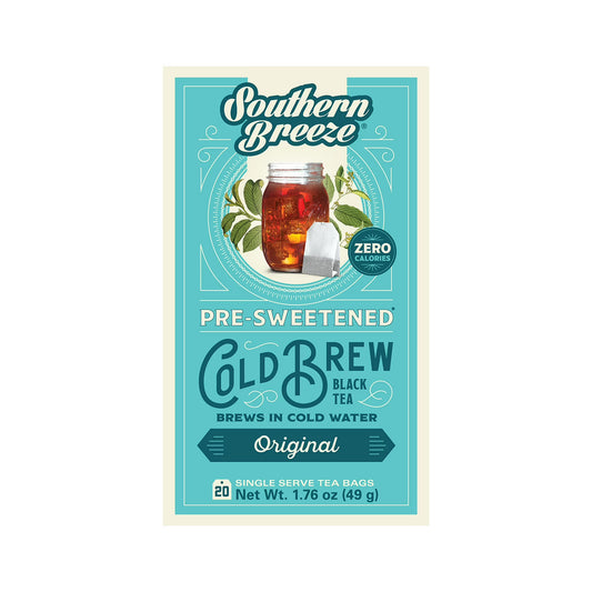 Southern Breeze Cold Brew Sweet Tea Original Iced Tea with Black Tea and Zero Carbs Zero Sugar, 20 Individually Wrapped Tea Bags Southern Sweet Tea Iced Tea Beverage