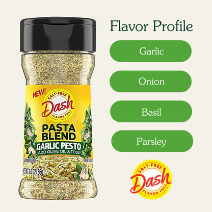 Dash Pasta Blend Garlic Pesto, Salt Free Seasoning Blend, 2.0 oz Bottle