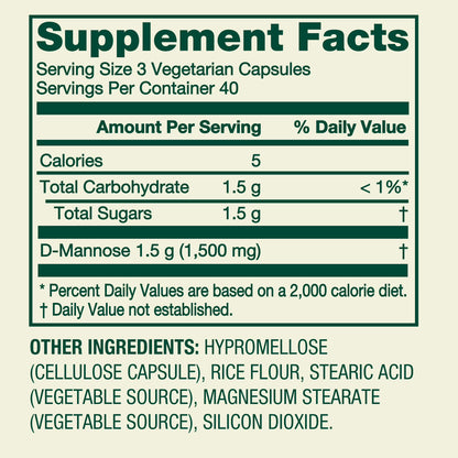 Spring Valley D-Mannose Urinary Tract Support Dietary Supplement, 500 mg, 120 Vegetarian Capsules