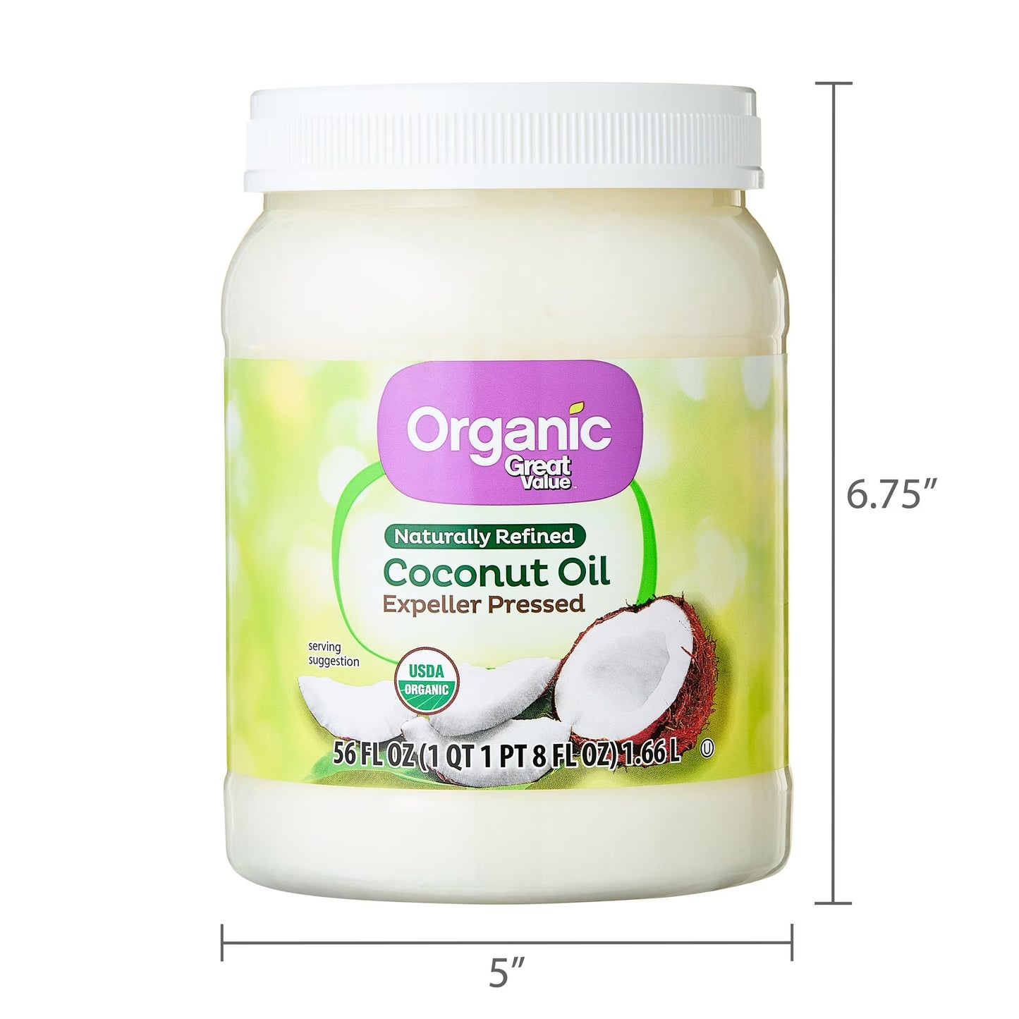 (4 pack) Great Value Organic Naturally Refined Coconut Oil, 56 fl oz