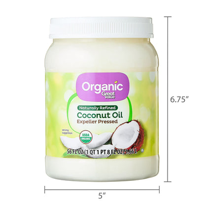 (4 pack) Great Value Organic Naturally Refined Coconut Oil, 56 fl oz