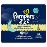 Pampers Swaddlers Overnight Zzz Baby Diapers Size 4, 58 Count (Select for More Options)