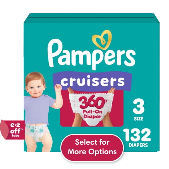 Pampers Cruisers 360 Baby Diapers Size 3, 132 Count (Select for More Options)