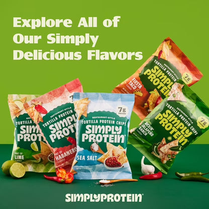 Simply Protein Restaurant Style Tortilla Chips, Hint of Lime, 7g Protein, Gluten Free, 1 pack, 4.58 oz