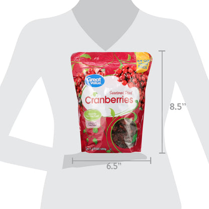 (2 pack) Great Value Sweetened Dried Cranberries, 24 oz
