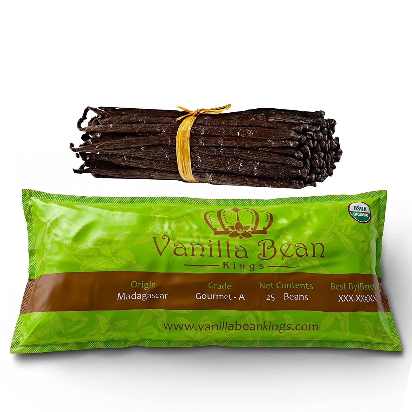 25 Organic Madagascar Vanilla Beans - Whole Grade A Vanilla Pods for Vanilla Extract and Baking