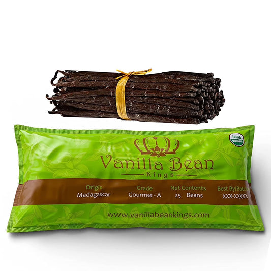 25 Organic Madagascar Vanilla Beans - Whole Grade A Vanilla Pods for Vanilla Extract and Baking