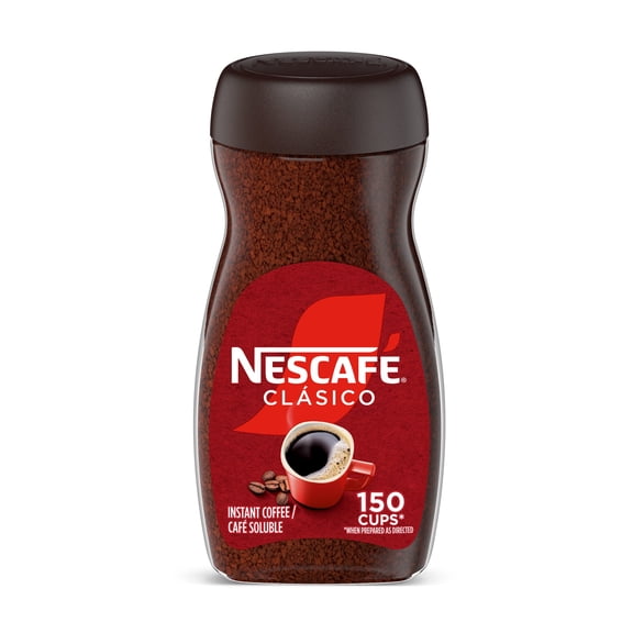 Nescafé Clasico Dark Roast Instant Coffee, 10.5 oz with Nestle Coffee Mate, The Original Liquid Coffee Creamer Singles, 9 fl oz, 48 Count