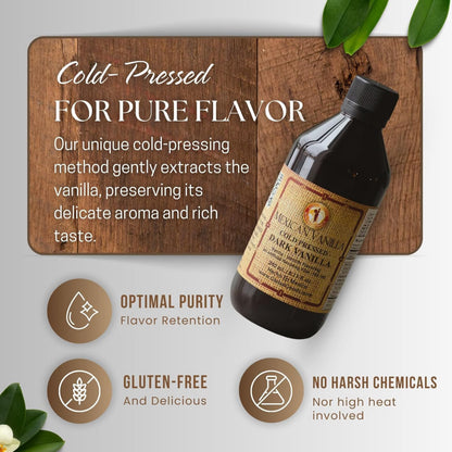 Pure Dark Mexican Vanilla Extract Gluten Free Vanilla for Baking Cakes, Cookies, Desserts, Coffee & Beverages Natural, Bold Flavour 240ml / 8.12 fl oz bottle