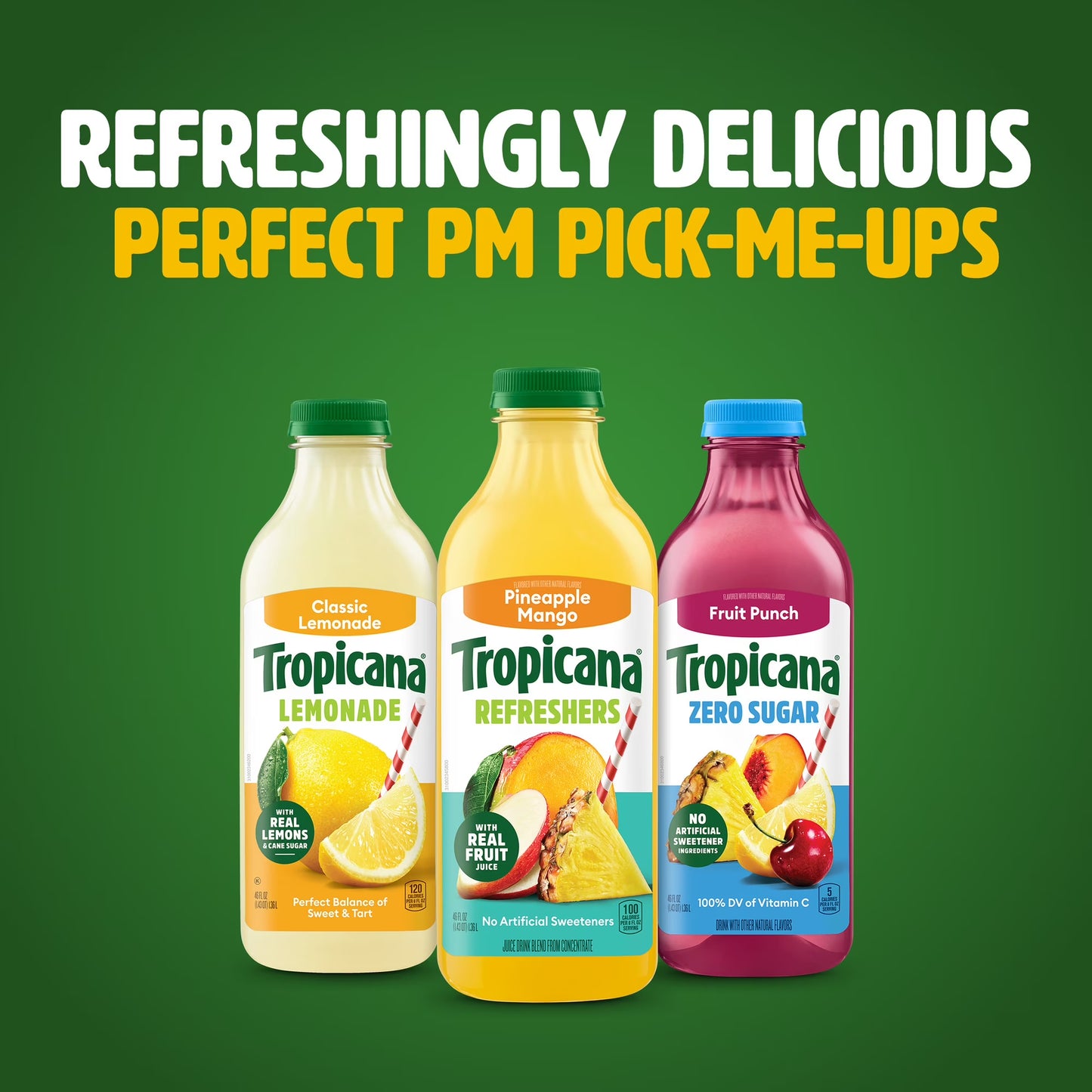 Tropicana Refreshers Pineapple Mango Juice Drink Real Fruit Juice, 46 fl oz