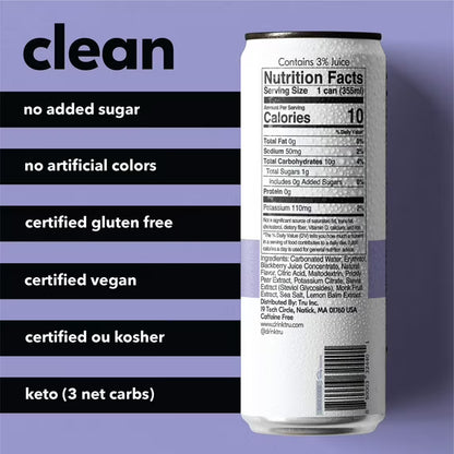 Tru Refresh Sparkling Water, Prickly Pear, Lemon Balm & Blackberry, Monk Fruit Sweetened, 12 fl oz, 12 Pack
