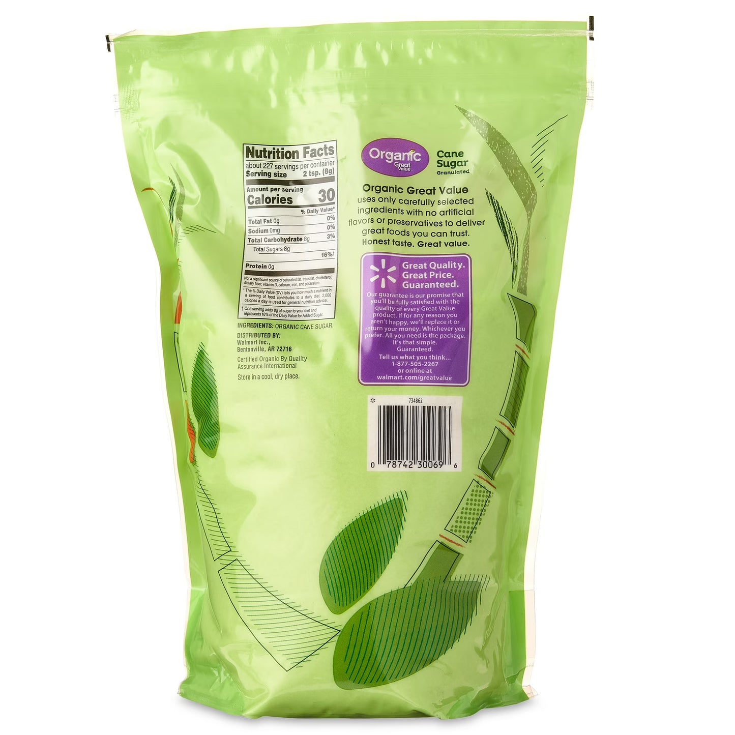 Great Value Organic Granulated Cane Sugar, 4 lbs