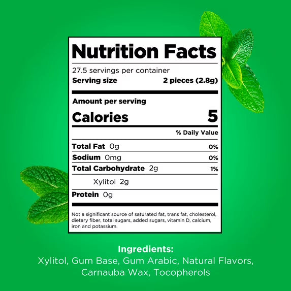 PUR Gum, Aspartame Free, Sugar Free & 100% Xylitol, Spearmint Chewing Gum, 55 Pieces, Pack of 3