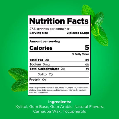 PUR Gum, Aspartame Free, Sugar Free & 100% Xylitol, Spearmint Chewing Gum, 55 Pieces, Pack of 3