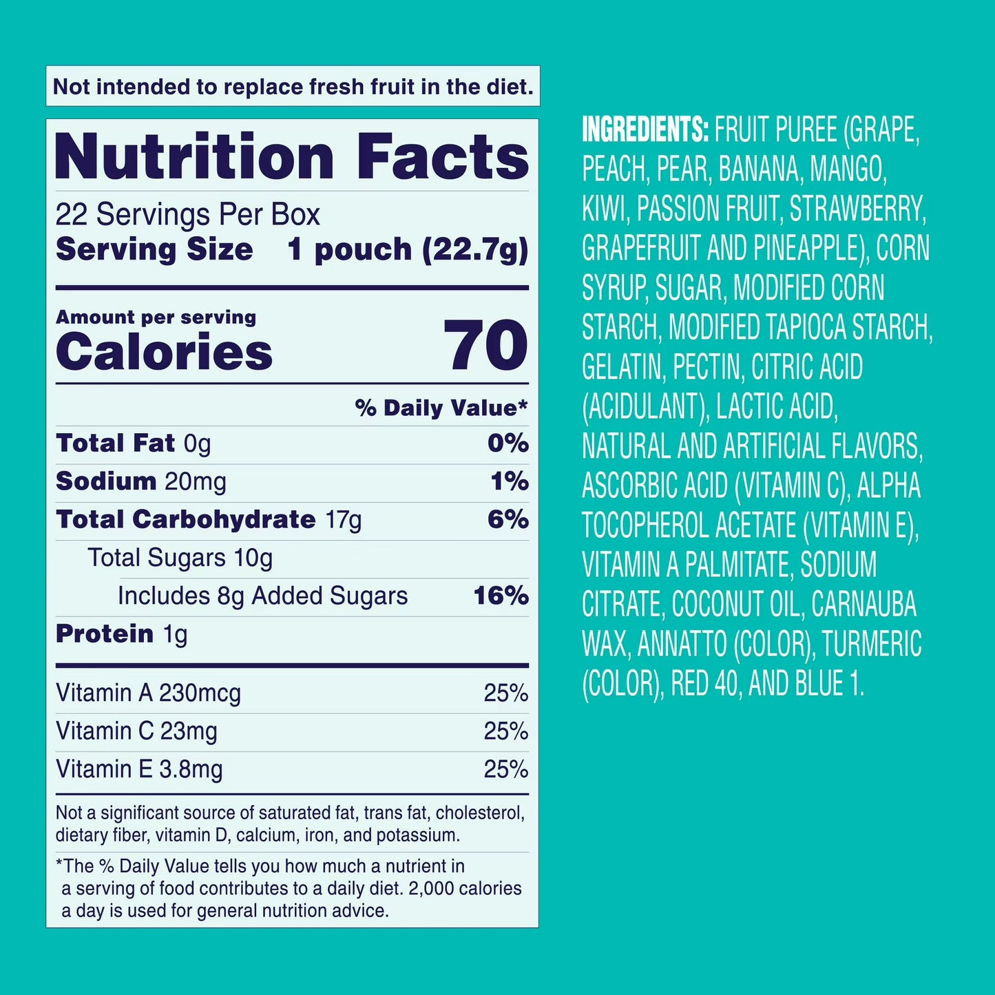 Welch's Fruit Snacks Gluten-Free Island Fruits Soft Fruit Snacks, .8 oz, 22 Count