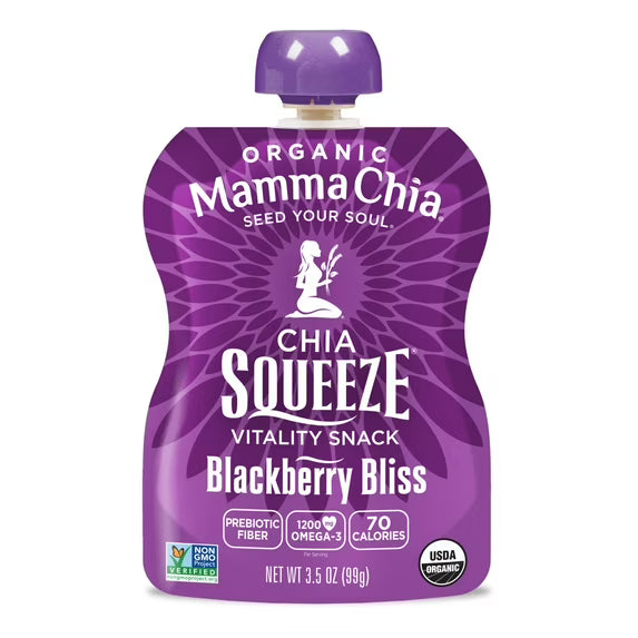 (2 pack) Mamma Chia Chia Squeeze Vitality Snack - Blackberry Bliss, 3.5 Ounce Pouches, 4 Count