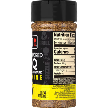 Weber Honey Flavored BBQ, Sweet Garlic and Mustard Seasoning Blend, 6.0 oz Bottle