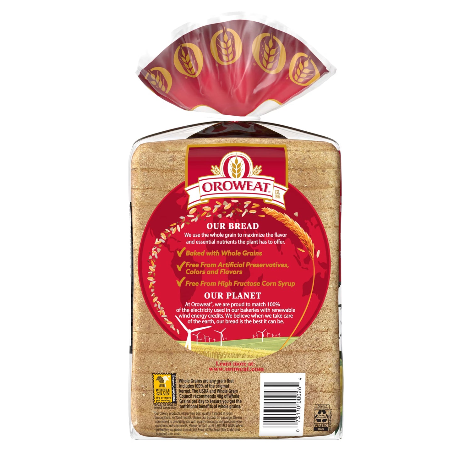 Oroweat Whole Grains 12 Grains and Seeds Bread, 24 oz, Multigrain Bread, Bag