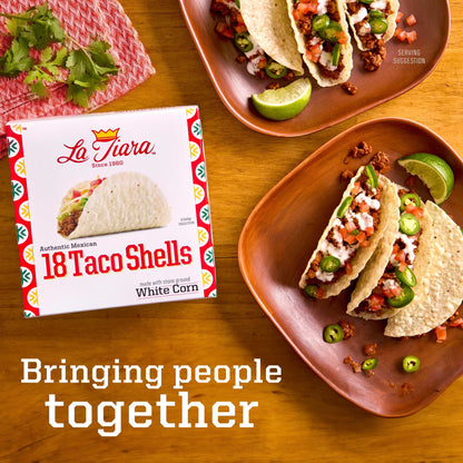La Tiara Authentic Mexican White Corn Taco Shells, Meal Prep, 18 Count, 3.8 oz
