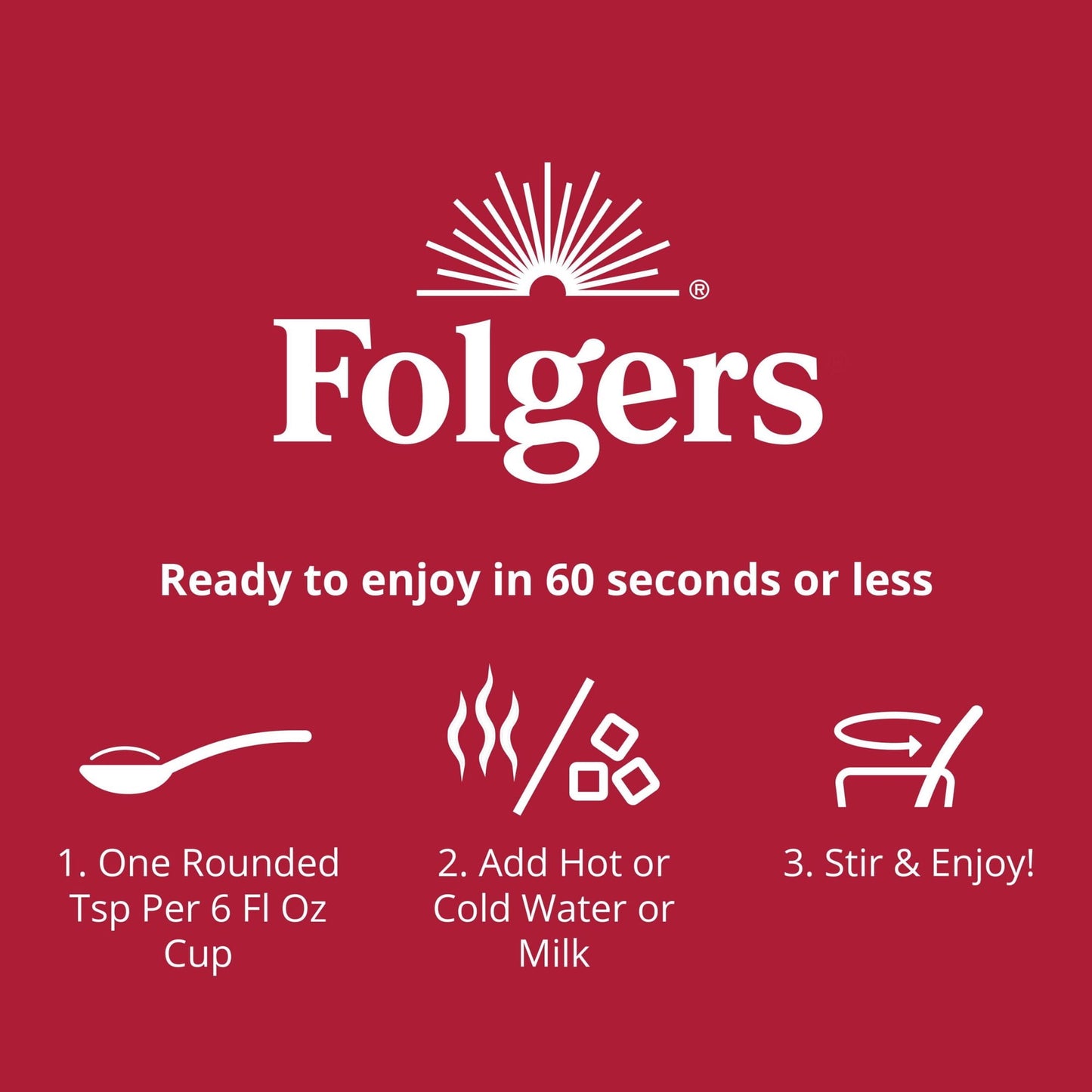 Folgers Black Silk Instant Coffee Crystals Single Serve Packets for Hot or Iced Coffee, 7 Count