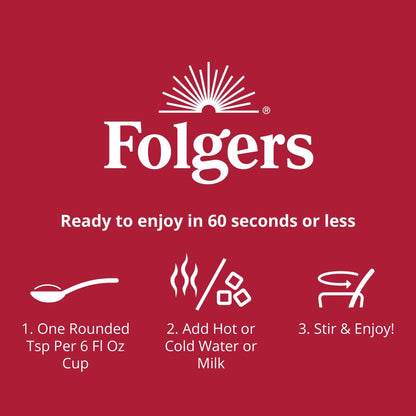 Folgers Black Silk Instant Coffee Crystals Single Serve Packets for Hot or Iced Coffee, 7 Count