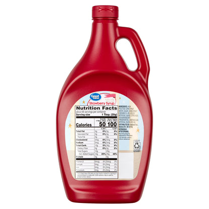 Great Value Strawberry Syrup, Value Size, 44 oz