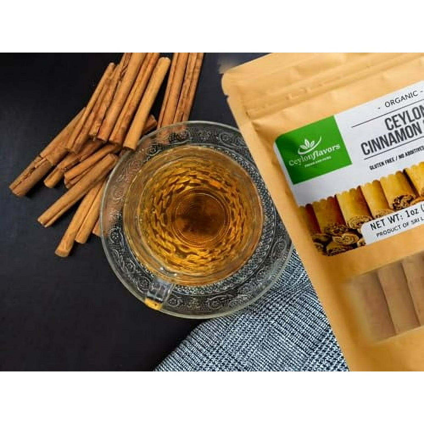 Organic Ceylon cinnamon sticks 3" (1 oz), True Cinnamon, Premium Grade, Harvested & Packed from a USDA Certified Organic