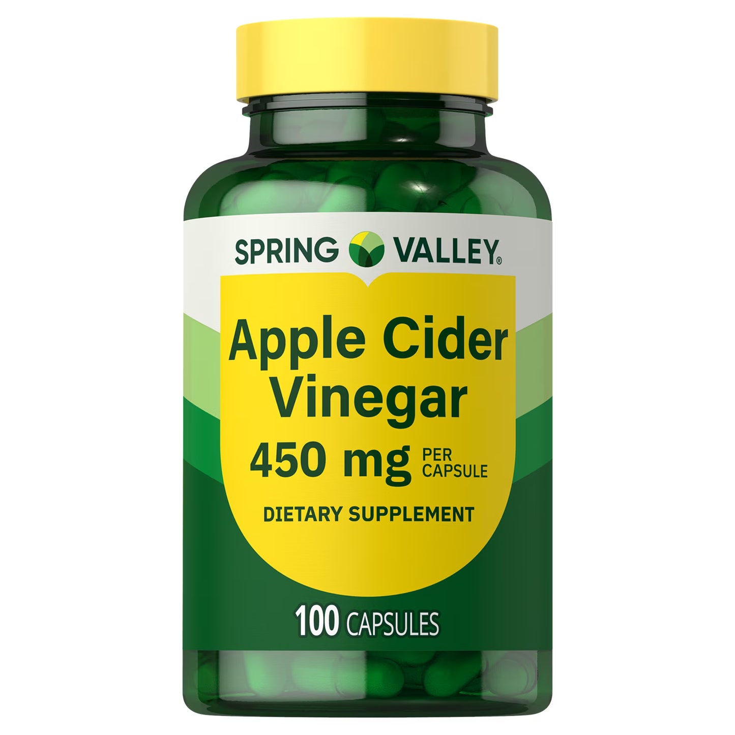 (3 pack) Spring Valley Apple Cider Vinegar Dietary Supplement Capsules, 450 mg, 100 Count