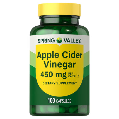 (3 pack) Spring Valley Apple Cider Vinegar Dietary Supplement Capsules, 450 mg, 100 Count