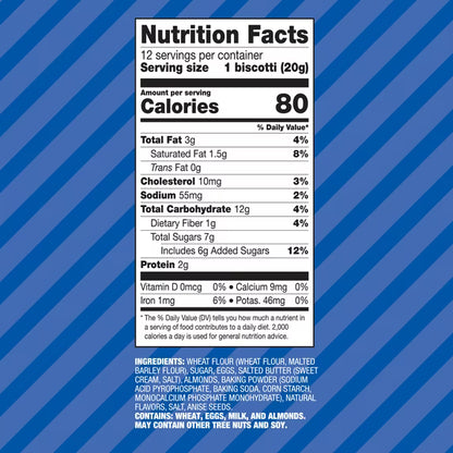 Nonni's Bakery, Originali Almond Biscotti, Individually Wrapped, 8.28oz, 12ct Value Pack