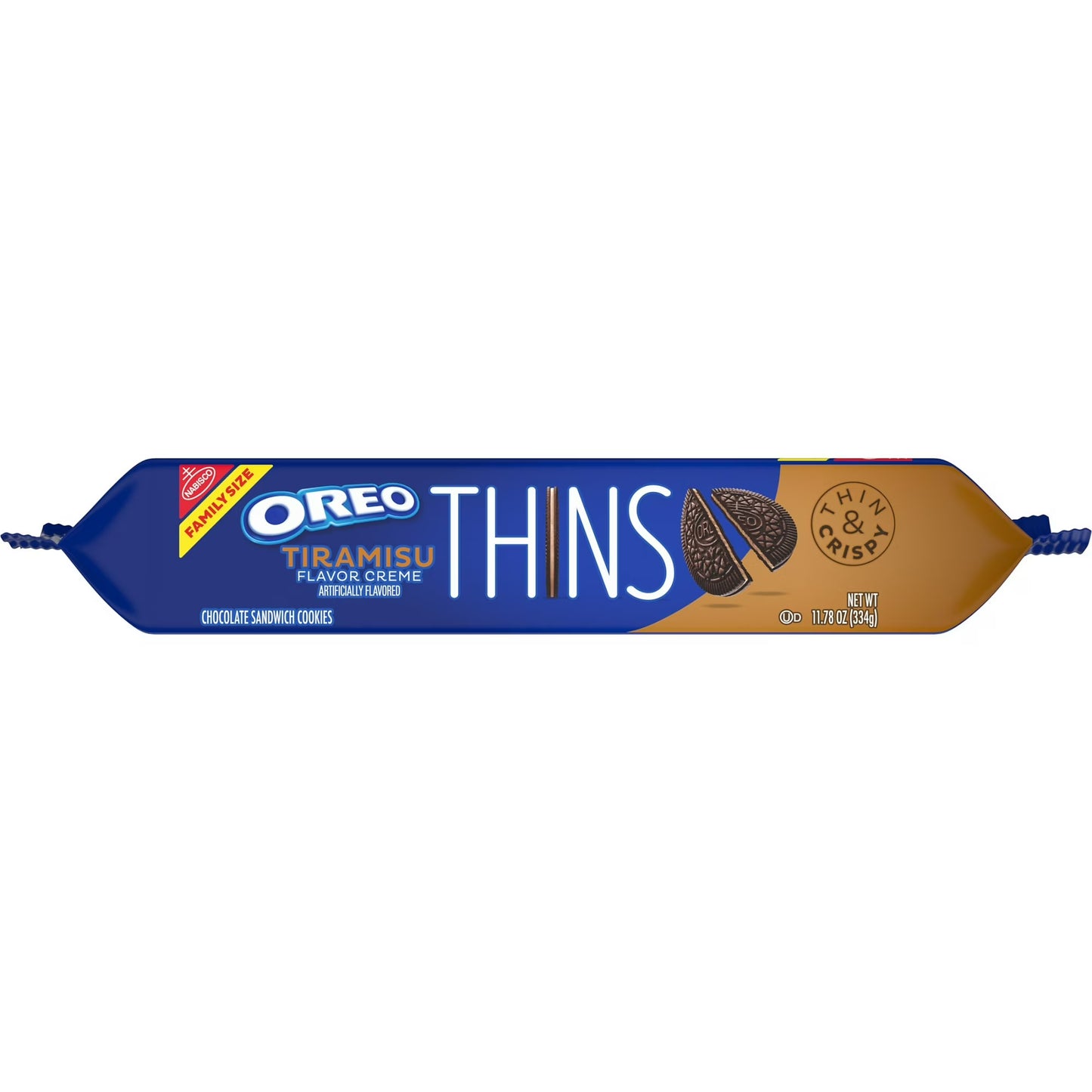 OREO Thins Tiramisu Creme Chocolate Sandwich Cookies, Family Size, 11.78 oz