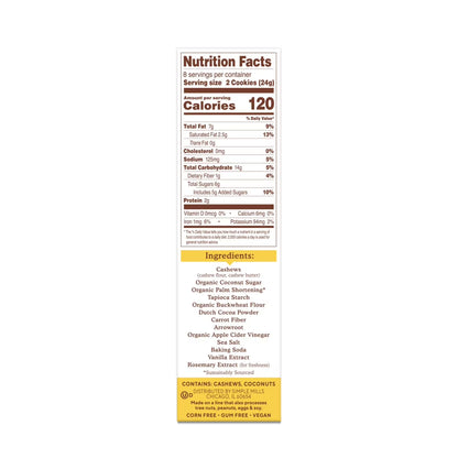 Simple Mills Nut Butter Stuffed Sandwich Cookies, Cocoa Cashew Creme, Gluten-Free, 6.7 oz