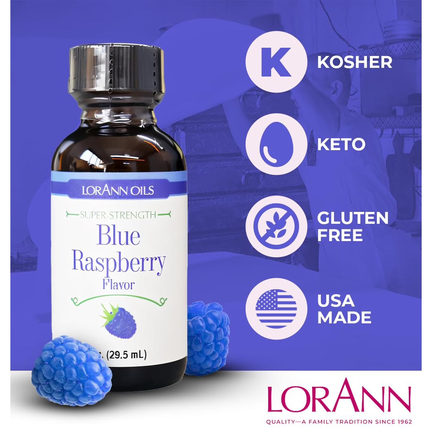 LorAnn Oils Super Strength Flavoring - Used For Candy Making, Flavoring Extracts, Baking, Hard Candy, and Flavor Oils, Blue Raspberry, 1 fl dram