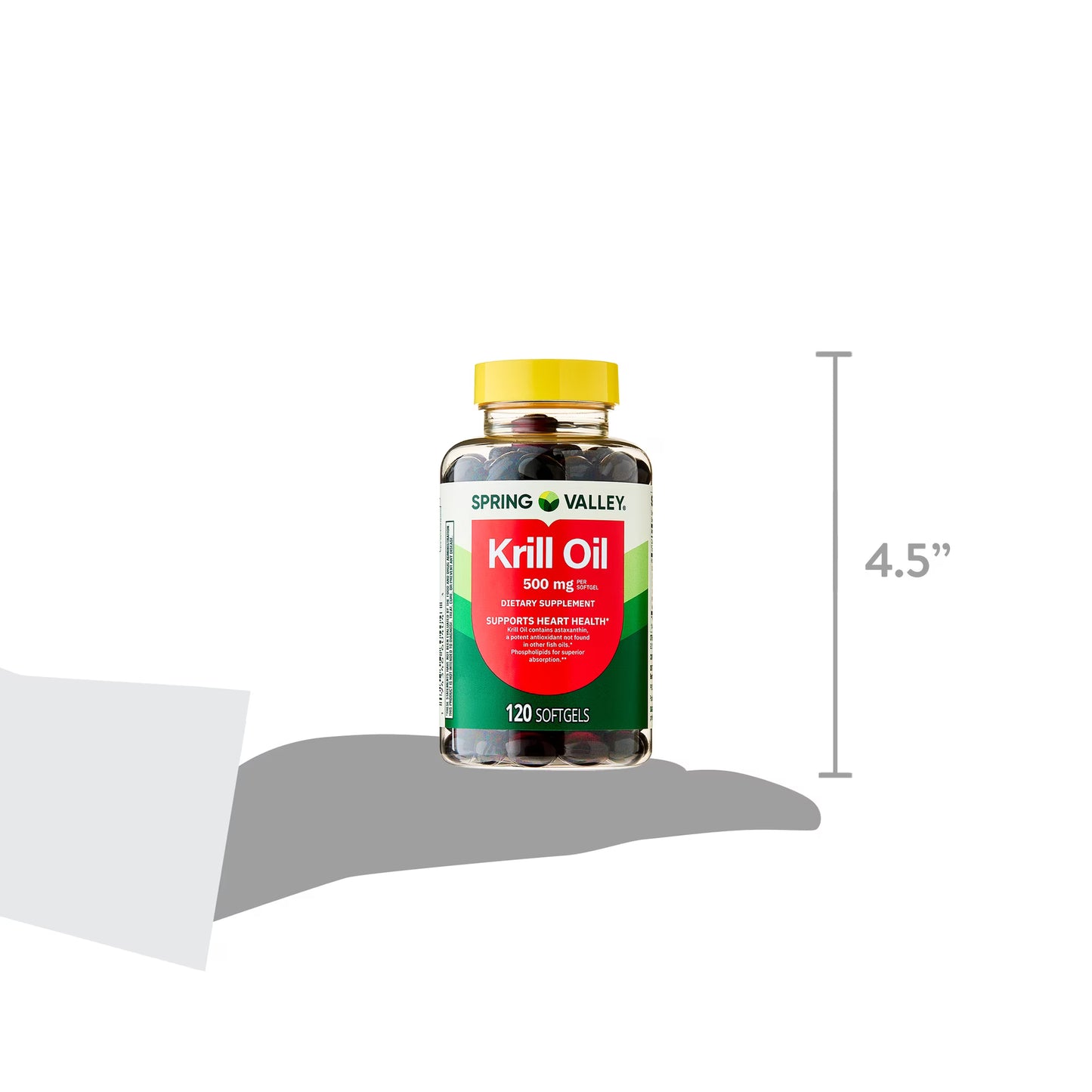 Spring Valley Krill Oil Softgels for Heart Health Support, 500 mg, 120 Count