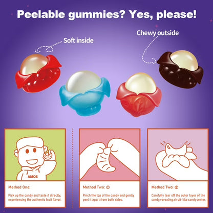 Amos Peelerz Variety Candy Packs, Berry Mixed Peelable Gummy Assortment 8.47oz (1 Pack)