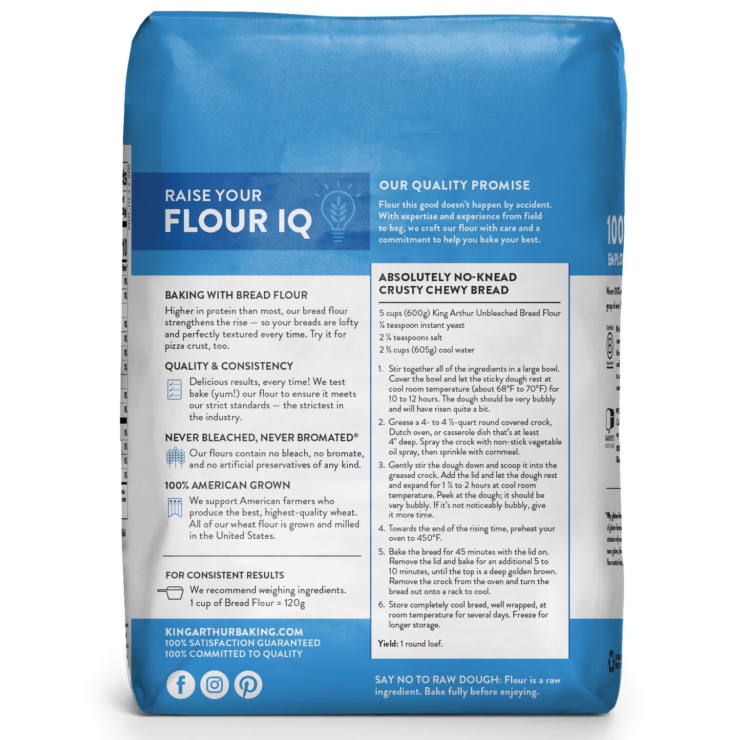 King Arthur Baking Company Non-GMO Project Verified, Certified Kosher Unbleached Bread Flour, 5 lb Bag