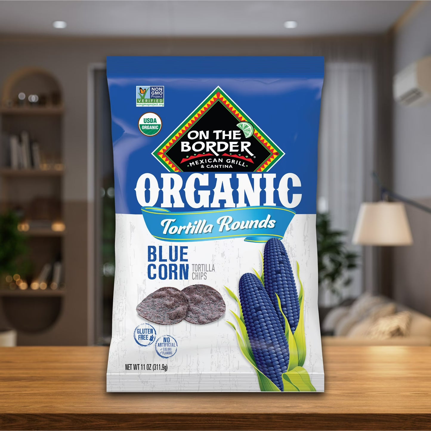 (7 pack) On The Border Organic Blue Corn Tortilla Rounds, Gluten-Free, 11 oz Bag