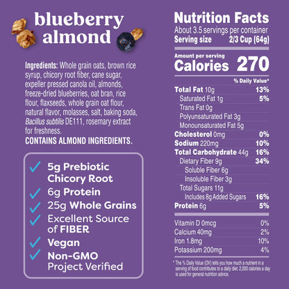 Kashi Gut Health Blueberry Almond Granola, Prebiotics and High Fiber Bag, 8 oz