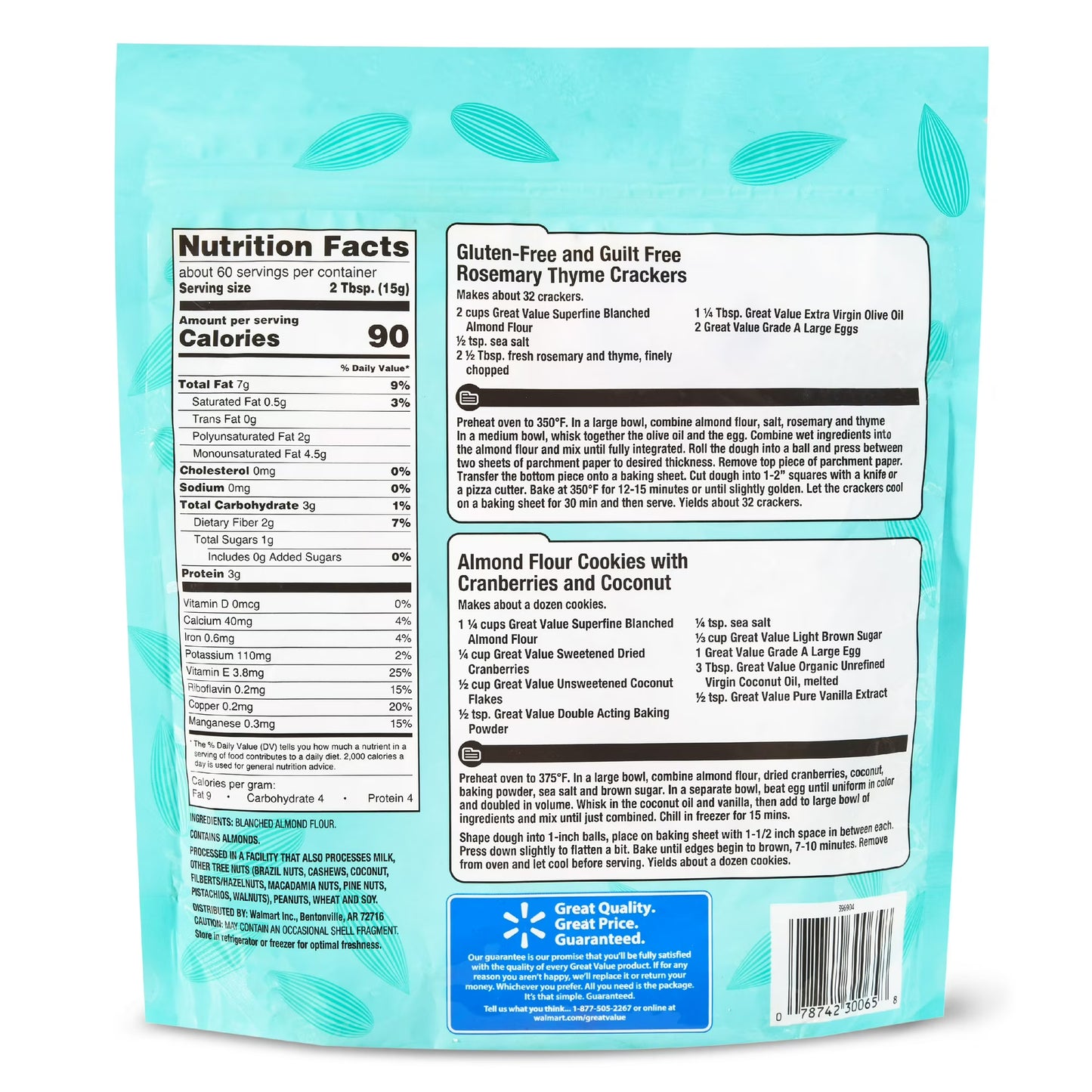 Great Value Superfine Blanched Almond Flour, Gluten-Free, 2 lb