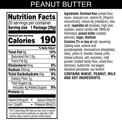 Austin Peanut Butter on Cheese Sandwich Crackers, Single Serve Snack Crackers, 20 Count