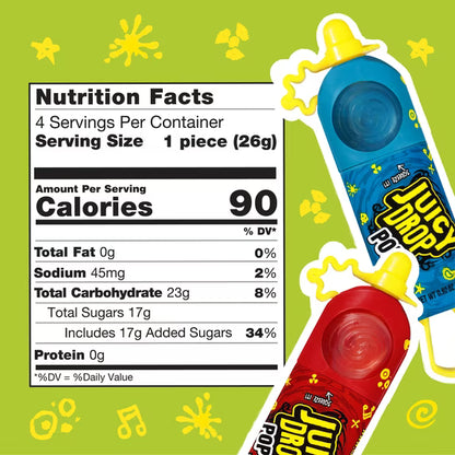 Juicy Drop Pop Variety Pack, Assorted Flavors Sweet Lollipops with Sour Liquid Candy, 0.92 Oz, 4 Count