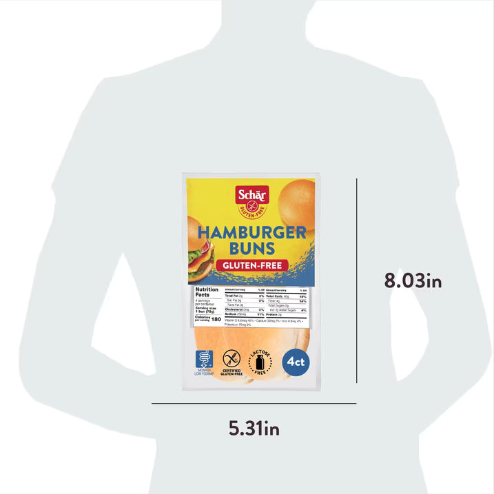 Schar Gluten Free Hamburger Buns, Shelf-Stable, 10.6 oz (4 Count)