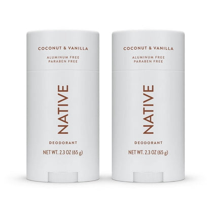 Native Deodorant, Aluminum Free, Coconut & Vanilla, 2.3 oz, 2 Count