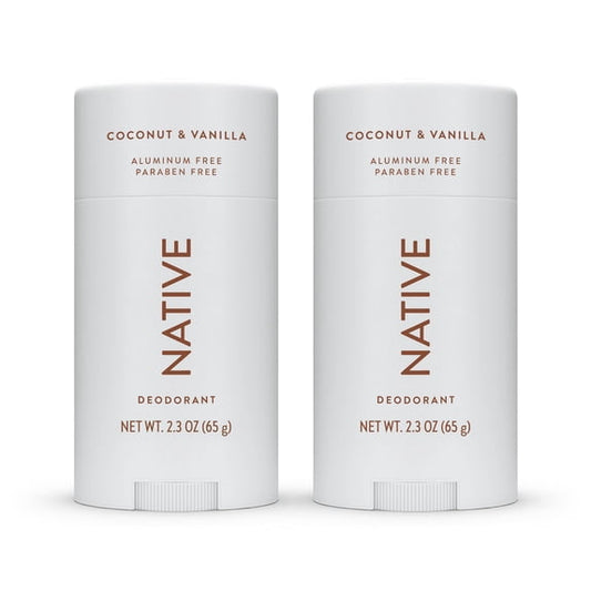 Native Deodorant, Aluminum Free, Coconut & Vanilla, 2.3 oz, 2 Count