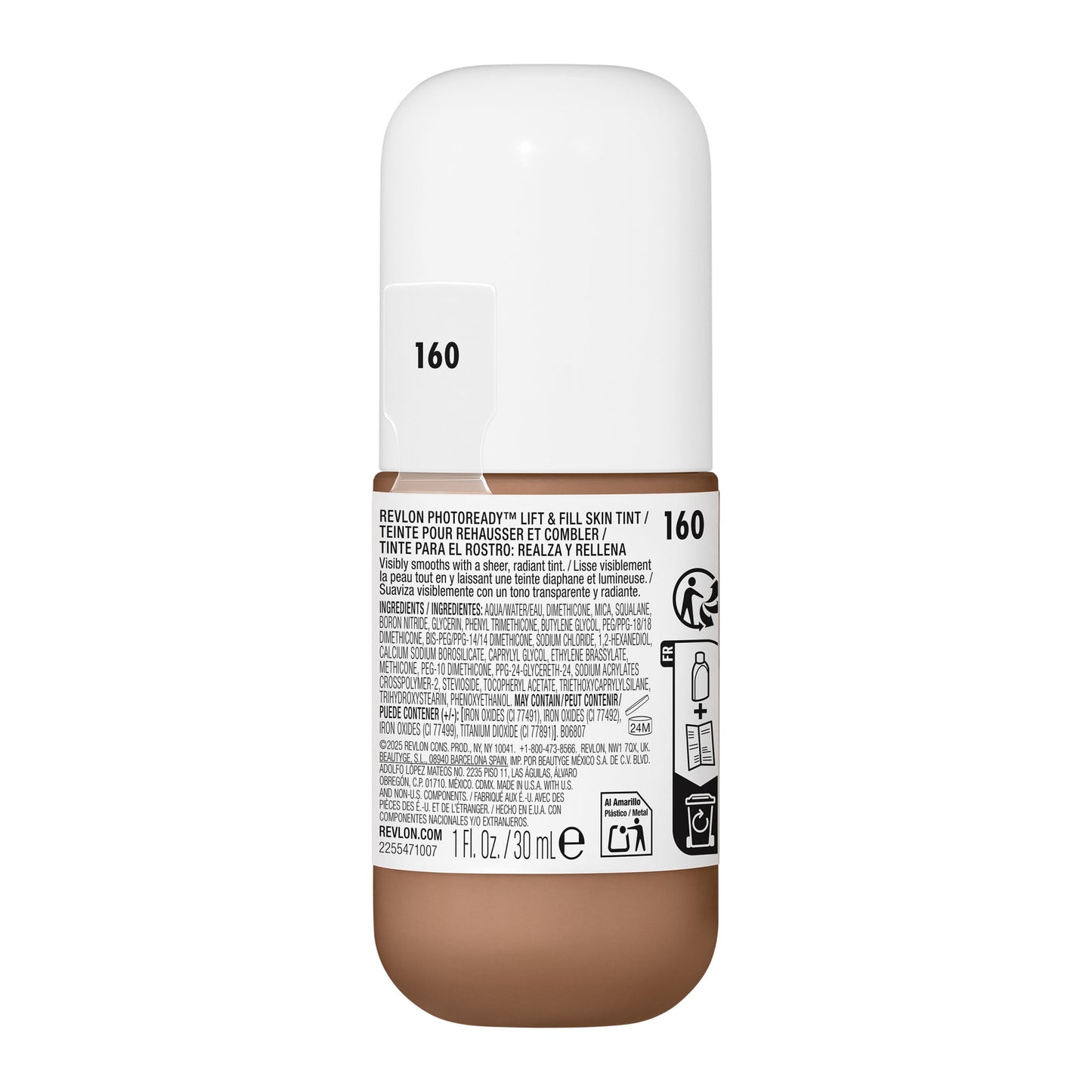 Revlon PhotoReady Lift + Fill Skin Tint, Multi-Use Glow Face Makeup, 160, 1 fl oz