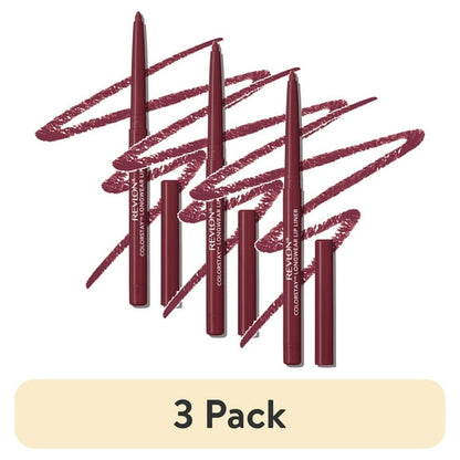 (3 pack) Revlon ColorStay Longwear Lip Liner Pencil, 665 Plum, 0.01 oz