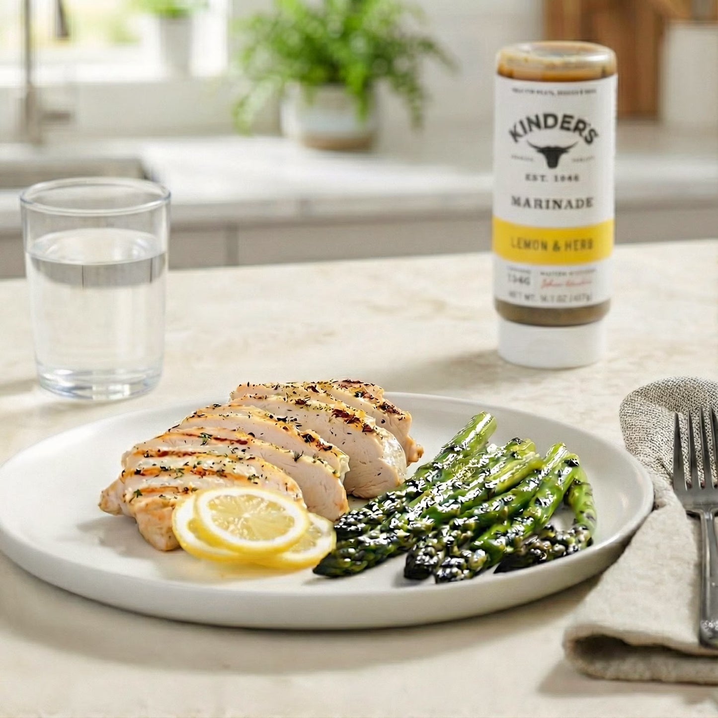 Kinder's Lemon and Herb Marinade for Meat and Vegetables, 16.1 oz Bottle