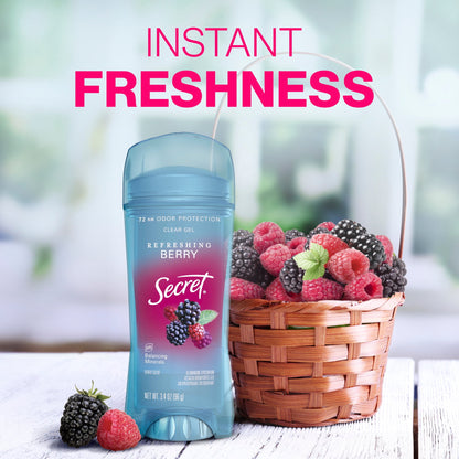 Secret Fresh Antiperspirant Deodorant Clear Gel, Berry, 3.4 oz