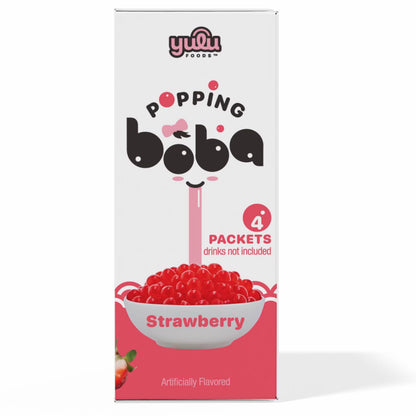 Yulu Foods - Popping Boba Pearls - Strawberry 4 Pack - Net Wt 7.1 oz. (200g)