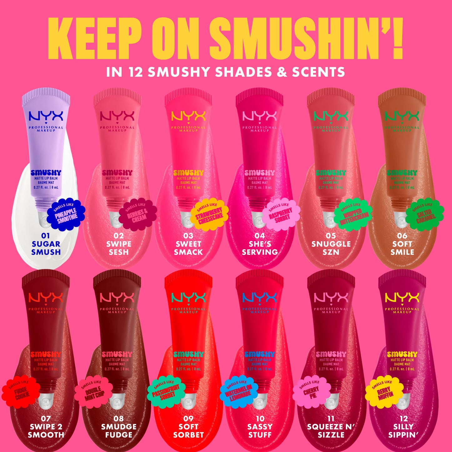 NYX Professional Makeup Smushy Matte Lip Balm, Soft Smile, Soft Nude, 0.27 fl oz